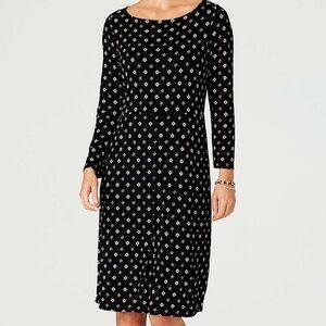 J. Jill Popover Stretch Dress Black Patterned Size Large